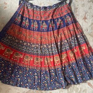 Bohemian Red and Blue Maxi Skirt